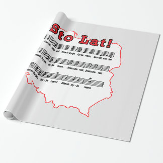 Sto Lat. Poolse Song-kaart Cadeaupapier