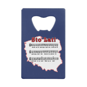 Sto Lat. Poolse Song-kaart Kredietkaart Flessenopener