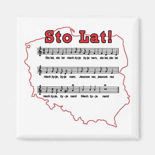Sto Lat. Poolse Song-kaart Magneet (Voorkant)