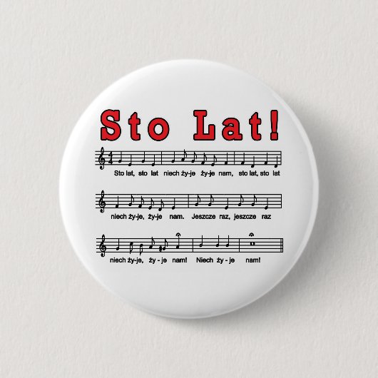 Sto Lat. Song Ronde Button 5,7 Cm (Voorkant)