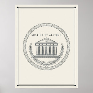 Stoa Zegel Sustine Et Abstine Gegraveerd Embleem Poster