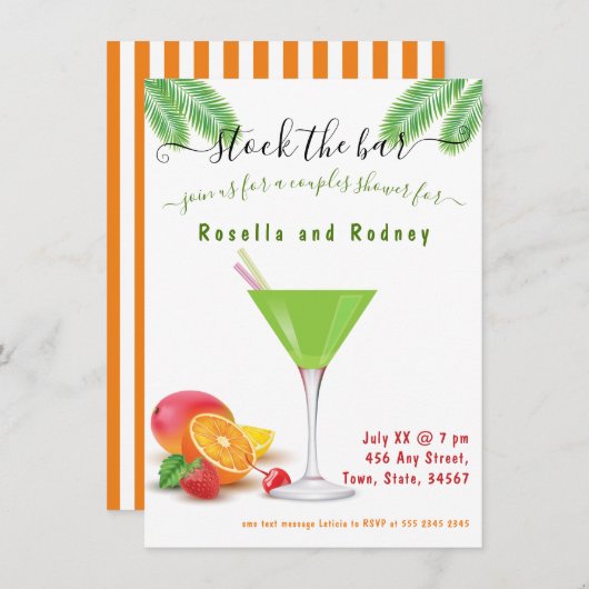 Stock Bar Lime Couples Douche Invitation (Devant / Derrière)