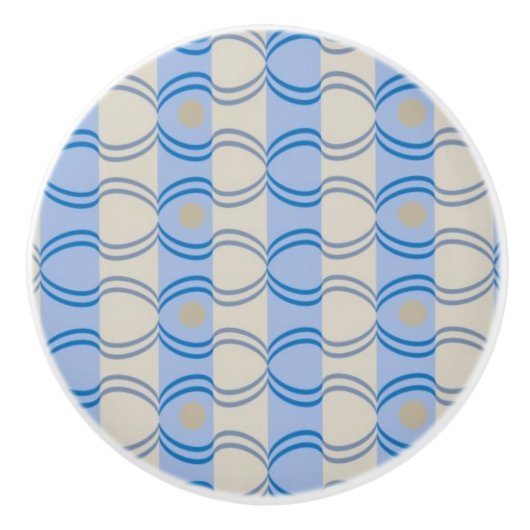 Stock Candystripe Blue Tan Keramische Knop (Voorkant)