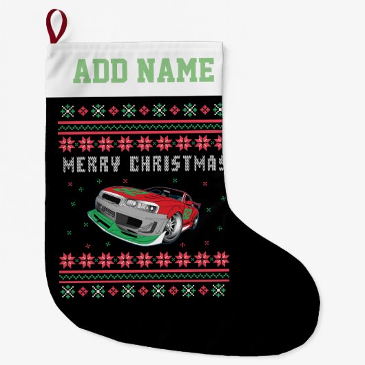 Stock Car Ugly KerstSweater Grote Kerstsok (Voorkant)
