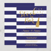 Stock De Bar Paren Douche Party Stripe Uitnodigen Kaart (Voorkant / Achterkant)