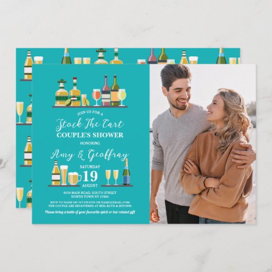 Stock De Bar Party Verloving Paar Douche Foto Kaart (Voorkant / Achterkant)