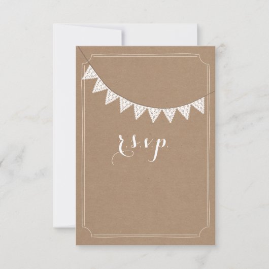 Stock de carte Inspiré Eyelet Bunting mariage RSVP (Devant)