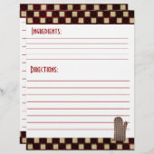 Stock de la carte de recette (Devant / Derrière)