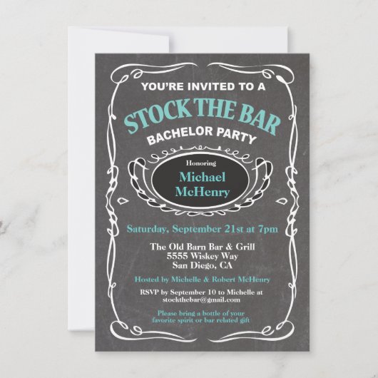 Stock du bar bachelor invitation (Devant)