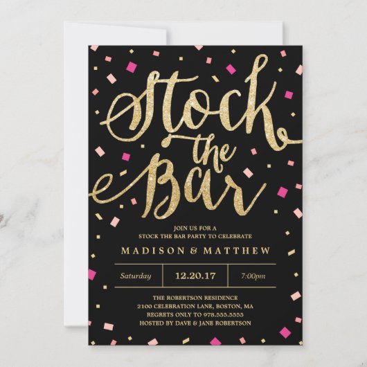 Stock du Bar Confetti Engagement Party Invitation (Devant)