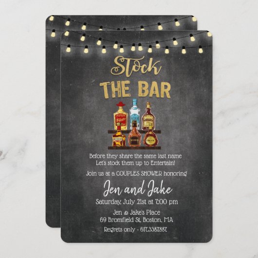 Stock du Bar Couples Coed Shower Invitation (Devant / Derrière)