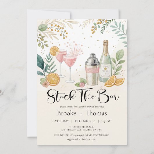 Stock du Bar Couple's Shower Invitation (Devant)