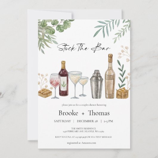 Stock du Bar Couple's Shower Invitation (Devant)