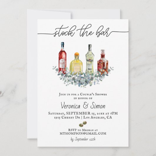 Stock du Bar Couple's Shower Invitation (Devant)