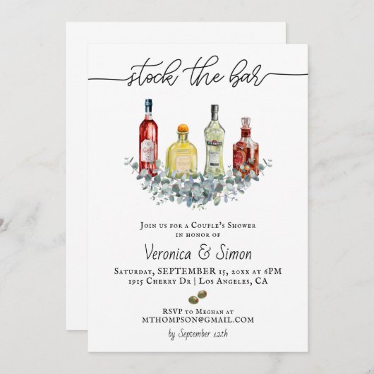 Stock du Bar Couple's Shower Invitation (Devant / Derrière)