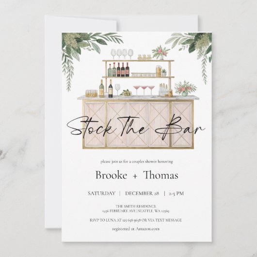 Stock du Bar Couple's Shower Invitation (Devant)