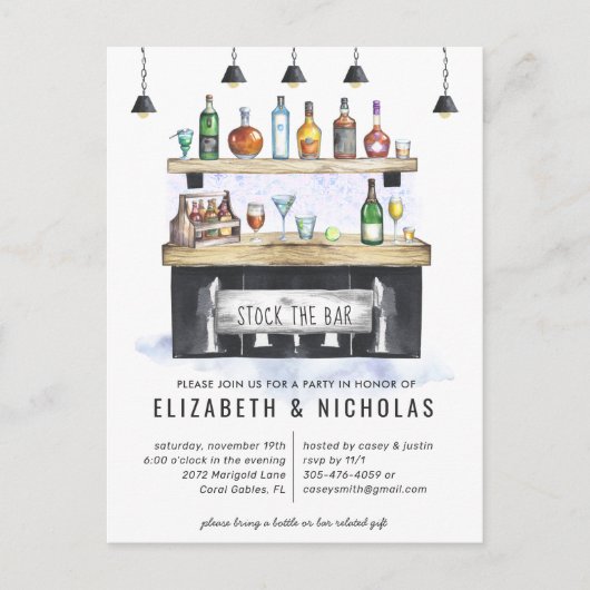 Stock du bar | Invitation Wedding shower Couples (Devant)