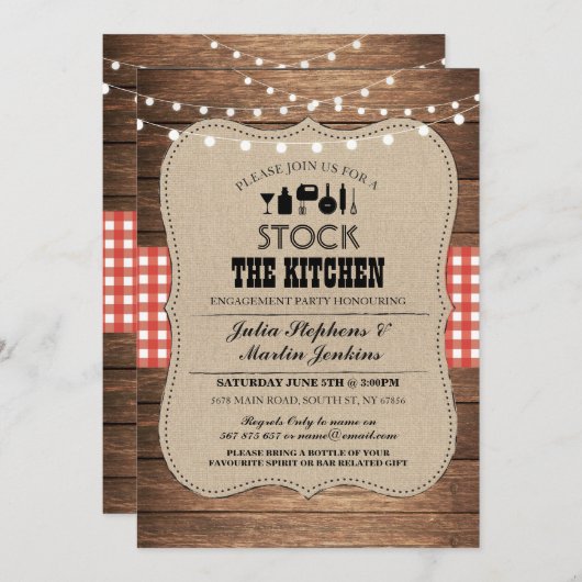 Stock Invitation Fiançailles du Kitchen Bar Party (Devant / Derrière)