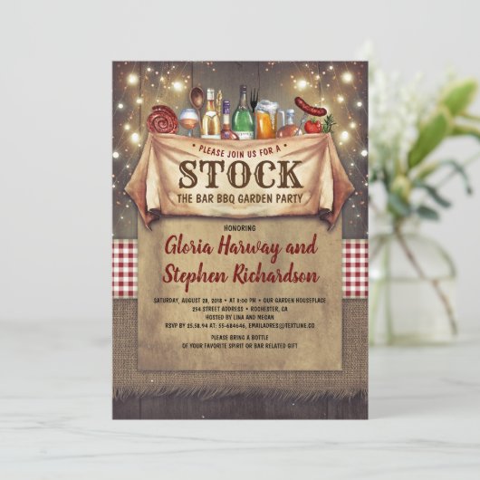 Stock Le Bar BBQ Invitations Rustiques (Debout devant)