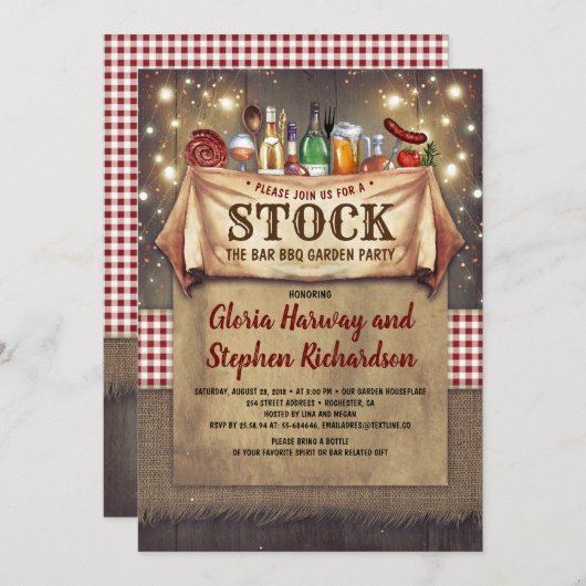 Stock Le Bar BBQ Invitations Rustiques (Devant / Derrière)