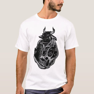 Stock Market Bull With Tattoos Muscular Wall Stree T-shirt