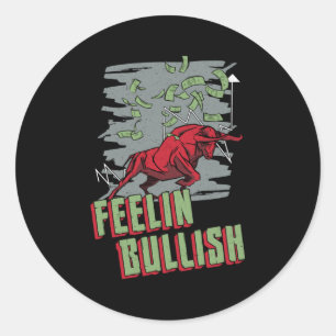 Stock Market Feelin Bullish Trading Bull Trader Ronde Sticker
