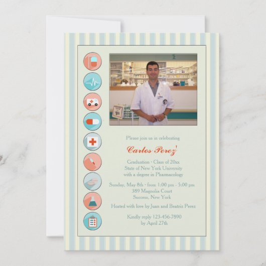 Stock Médicale Graduation Photo Invitation (Devant)