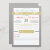 Stock moderne Invitations de la Fête de l'mariée d (Devant / Derrière)