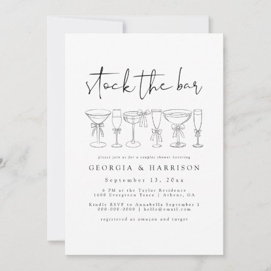 Stock moderne Le Bar Couples Douche Invitation (Devant)