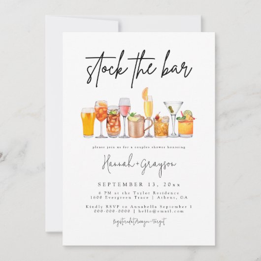 Stock moderne Le Bar Couples Douche Invitation (Devant)