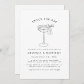 Stock Noir Blanc Le Bar Douche Invitation (Devant / Derrière)