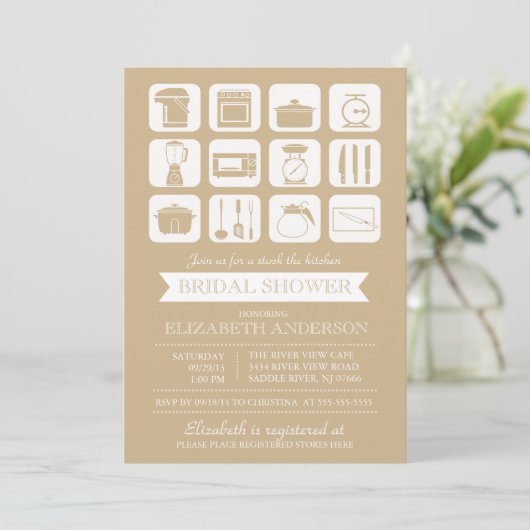 Stock rétro de la cuisine Invitation de douche nup (Debout devant)