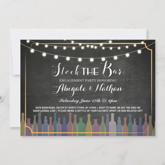 Stock The Bar Chalk Couple's Shower Invitation (Devant)