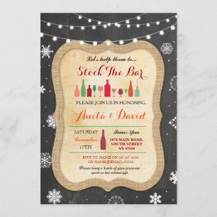 Stock The Bar Christmas Snowflake Chalk Invitation