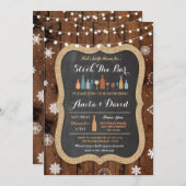 Stock The Bar Christmas Snowflake Wood Invitation (Devant / Derrière)