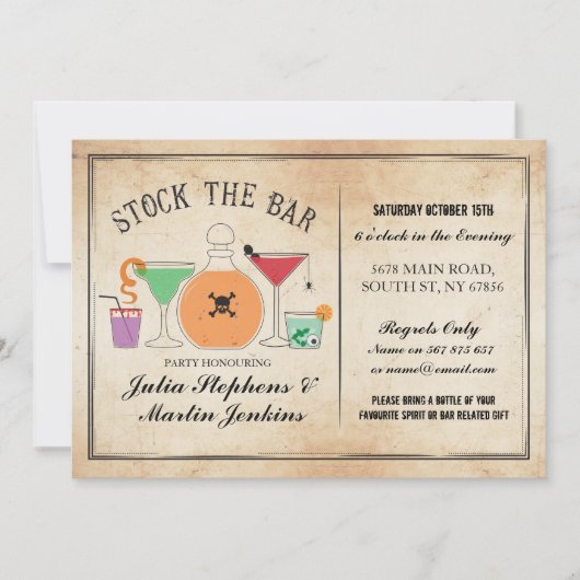 Stock The Bar Gothic Party Fiançailles Invitation (Devant)