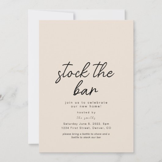Stock The Bar Housewarming Invitation (Devant)