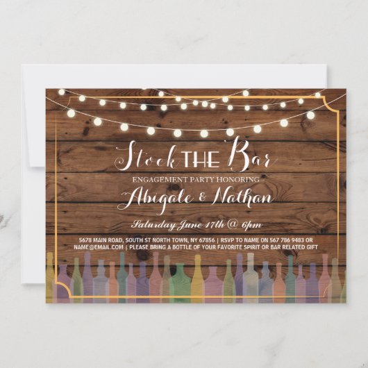 Stock The Bar Rustic Couple's Shower Invitation (Devant)