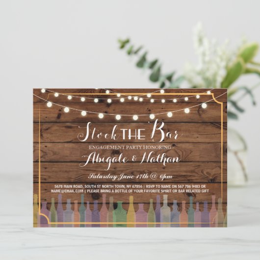 Stock The Bar Rustic Couple's Shower Invitation (Debout devant)