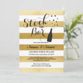 Stock The Bar Stripe Gold Engagement Invitation (Debout devant)