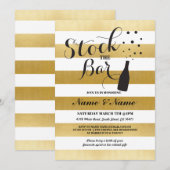Stock The Bar Stripe Gold Engagement Invitation (Devant / Derrière)