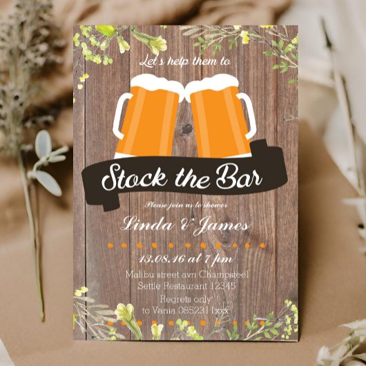 Stock The Bar Wood Invitation