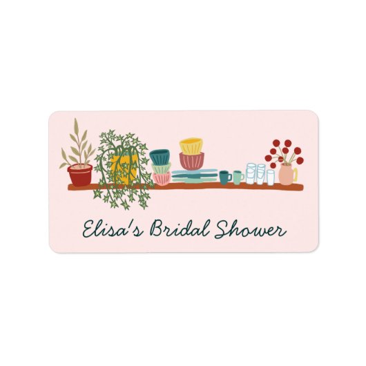 STOCK THE KITCHEN Bridal Shower CUSTOM Cute Etiket (Voorkant)