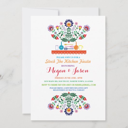 Stock The Kitchen Fiesta Mexican Party Invitation Kaart (Voorkant)