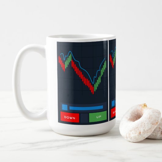Stock Trader Café Mug avec chandelier graphique (Avec donut)