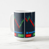 Stock Trader Café Mug avec chandelier graphique (Devant gauche)