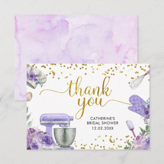 Stock violet Carte de remerciements de cuisine (Devant / Derrière)