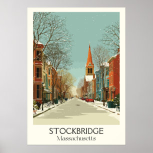 Stockbridge MA Vintage Main Street Herfst Art Poster