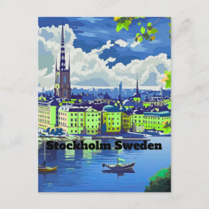 Stockholm ansichtkaart Reizen Zweden Geïllustreer Briefkaart