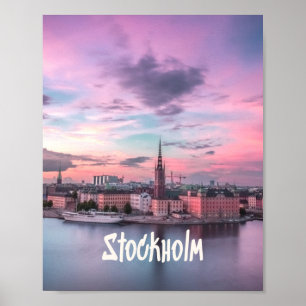 Stockholm Capital of Sweden Night Skyline Poster